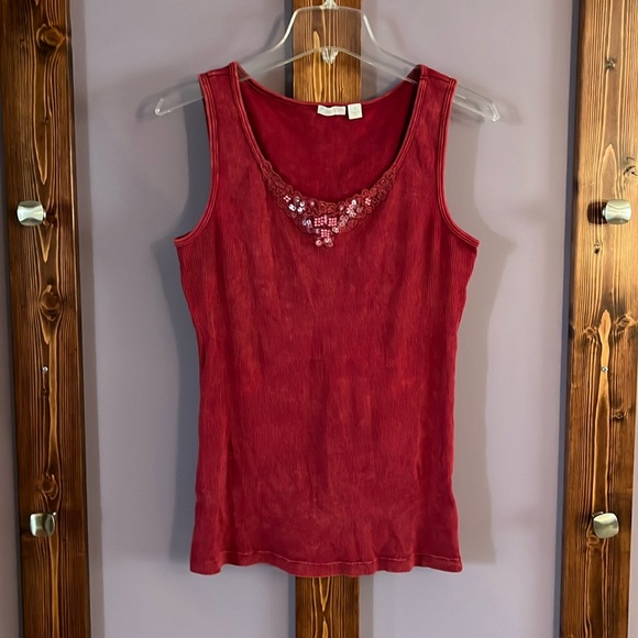Apt. 9 Tops - Apt. 9 beaded tank top 100% cotton